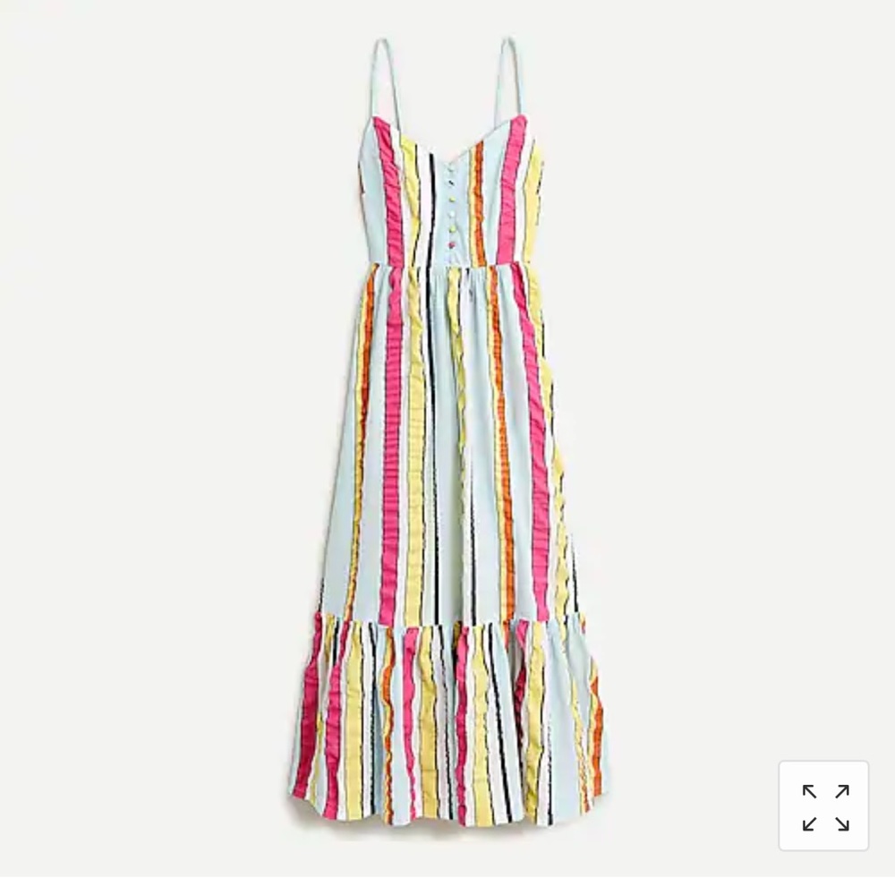 J. Crew Tiered midi dress in seersucker ribbons - Picture 2 of 10
